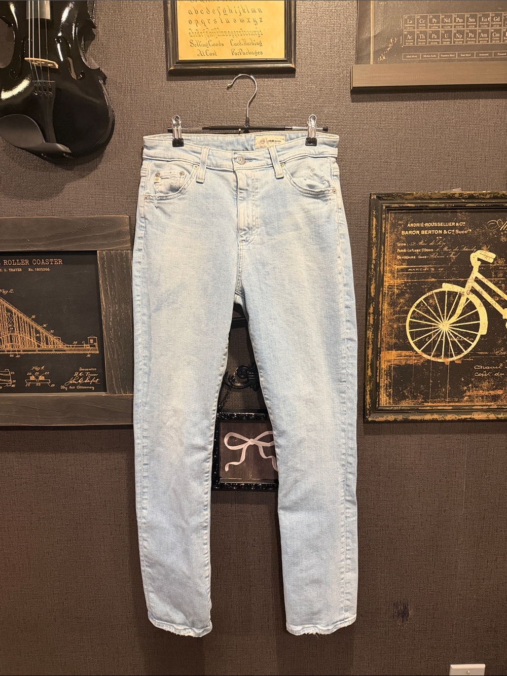 Ag Adriano Goldschmied Mari -Pale Blue Straight Leg Jeans, 28